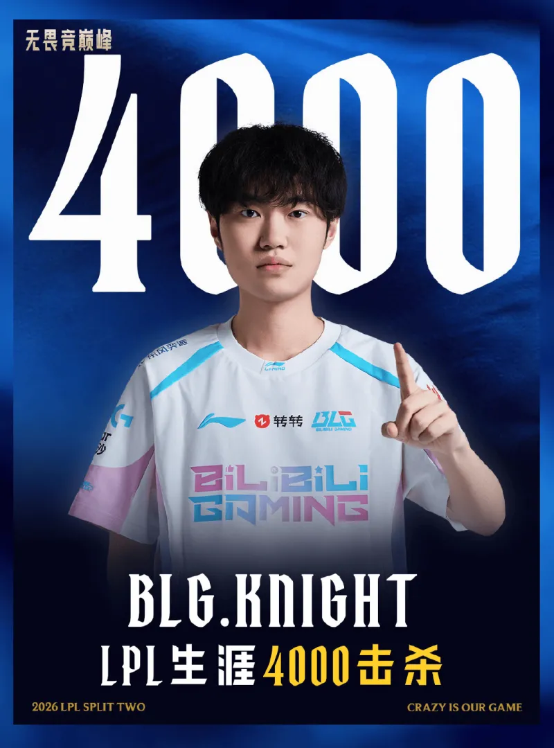 开云官网-黄金左手！Knight仅用837场达成LPL 4000杀成就，历史最快
